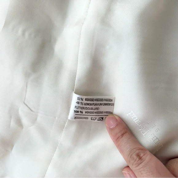 Vintage Louis Feraud Set Ivory Linen Blend Palm Tree Beaded Accent Blazer - Picture 10 of 16